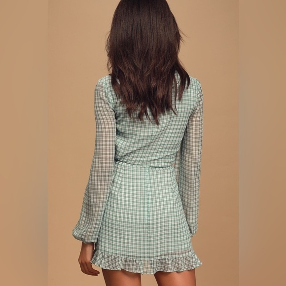 LULU’S Plaid And Simple Blue Plaid Ruffled Mini Skirt - Picture 2 of 5